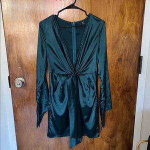 Elegant Teal Satin Dress